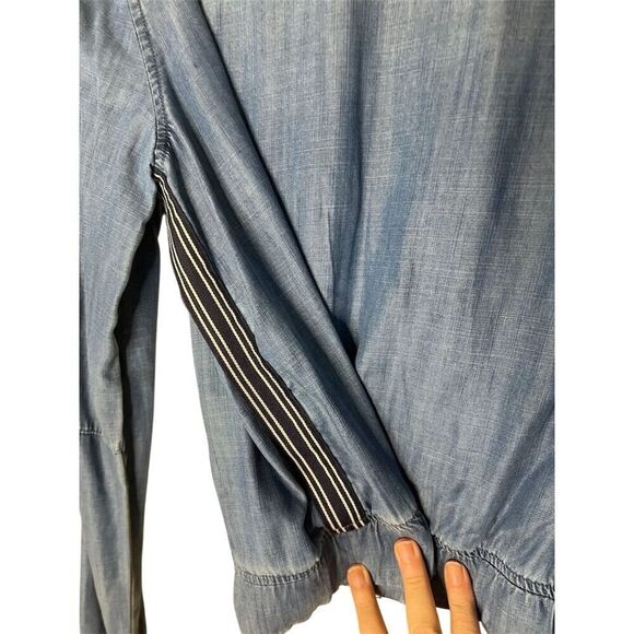 Cloth & Stone Women's Bomber Jacket Blue Zip Front Size L Pockets - Picture 8 of 8